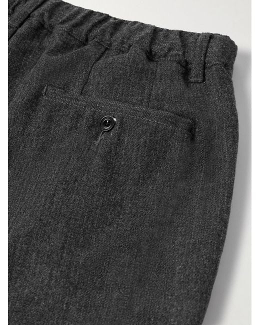 Hartford Gray Tanker Straight-Leg Wool-Blend Drawstring Trousers for men
