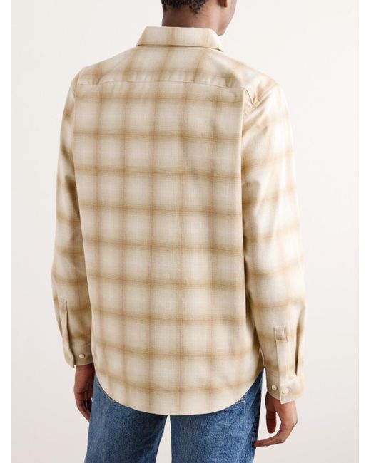 Theory Natural Irving Checked Recycled Cotton-blend Flannel Shirt for men