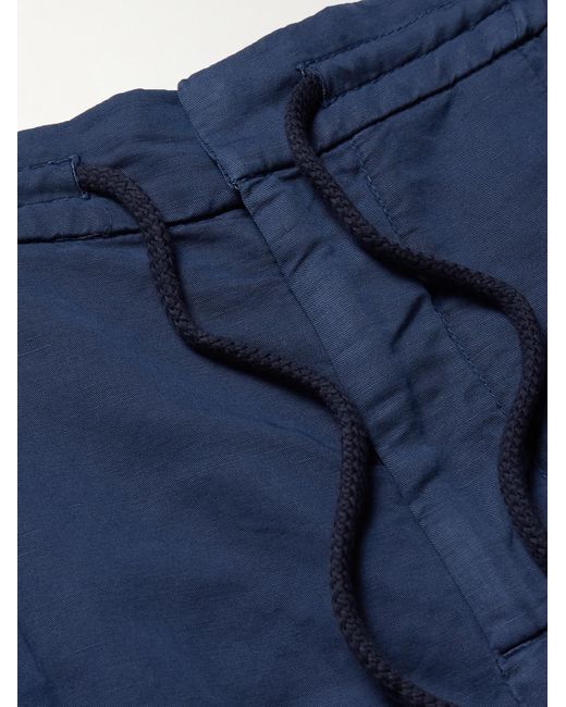 Brunello Cucinelli Weit und gerade geschnittene Shorts aus einer Leinen-Baumwollmischung mit Kordelzugbund und Falten in Blue für Herren