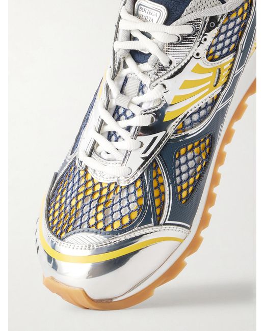 Bottega Veneta Orbit Metallic Rubber And Mesh Sneakers for men