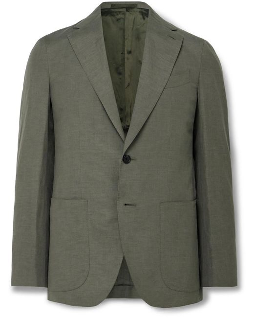 Caruso Green Aida Silk And Linen-blend Suit Jacket for men