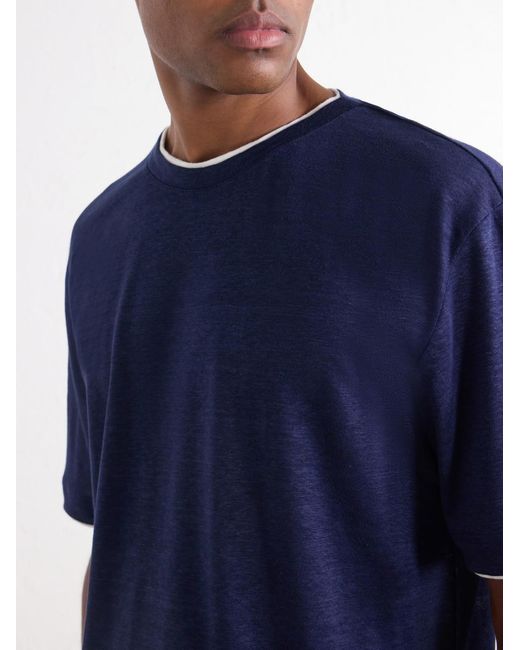 Eleventy Blue Linen T-Shirt for men