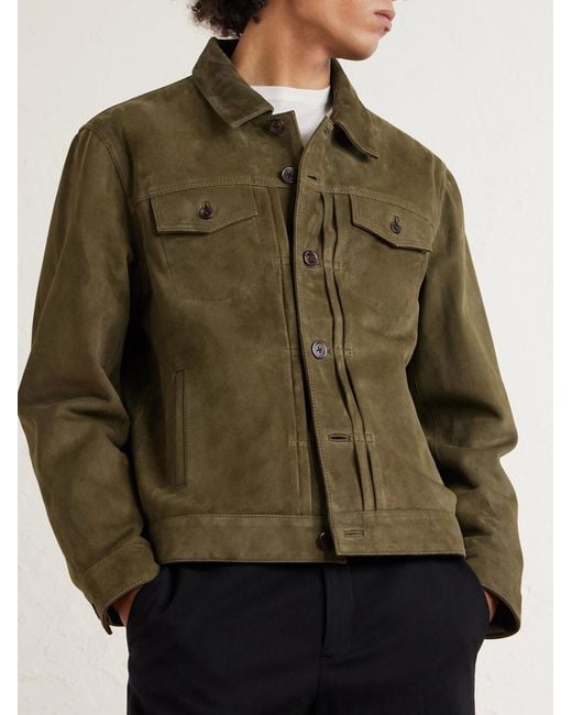 Officine Generale Green Liam Suede Jacket for men
