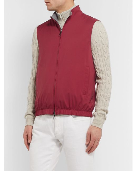 Loro Piana Red Slim-Fit Reversible Storm System Shell And Super Wish Virgin Wool Gilet for men
