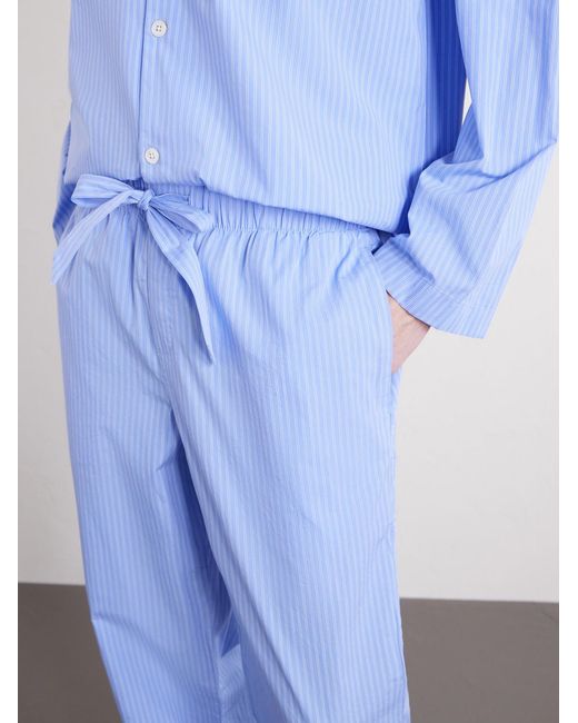 Tekla Blue Striped Organic Cotton-poplin Pyjamas for men