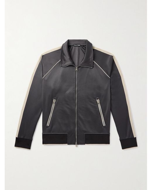 Tom Ford Gray Striped Jersey Track Jacket for men