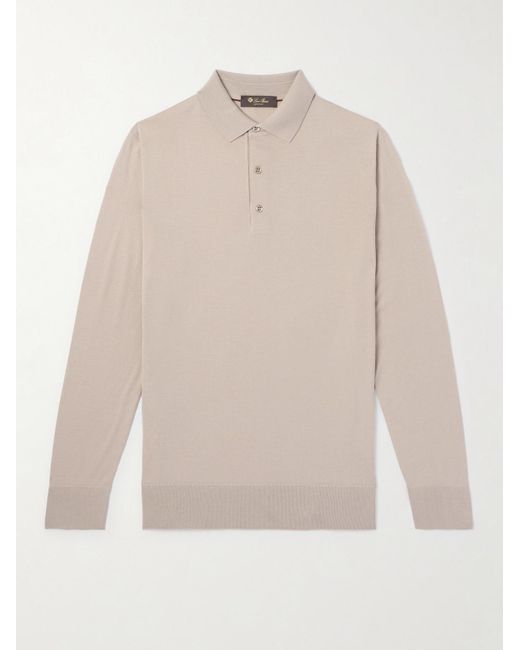 Loro Piana White Slim-fit Wish® Wool Polo Shirt for men