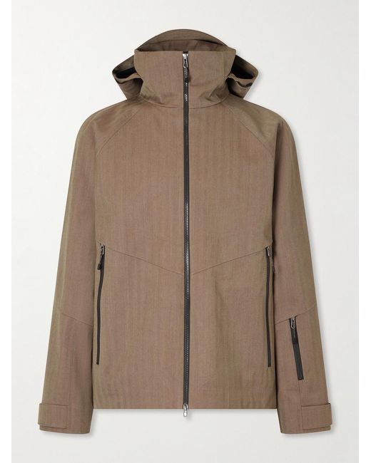 Sease Brown Intrepid Herringbone Virgin Wool Hooded Ski Jacket for men