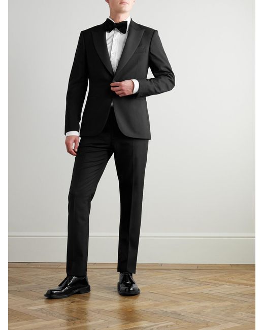 Mr P. Black Slim-fit Satin-trimmed Wool Tuxedo Jacket for men