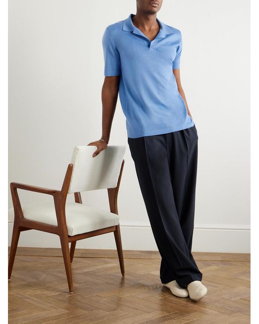 Gabriela Hearst Blue Stendhal Cashmere Polo Shirt for men