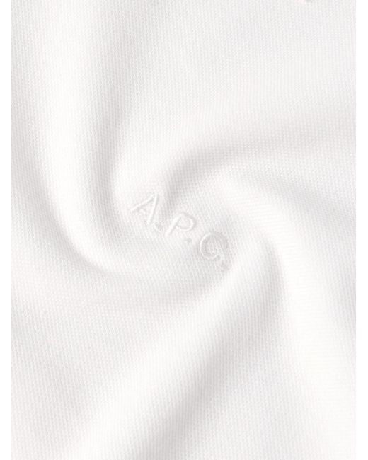 A.P.C. White Antoine Logo-embroidered Cotton-piqué Polo Shirt for men