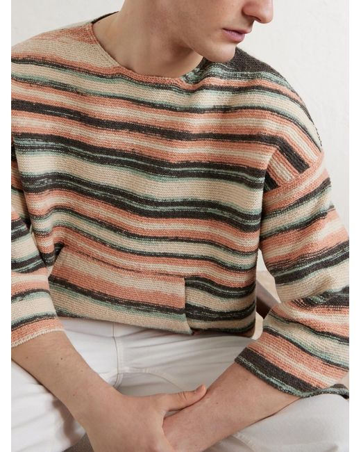 Visvim Natural Burrow Striped Wool And Cashmere-Blend Sweater for men