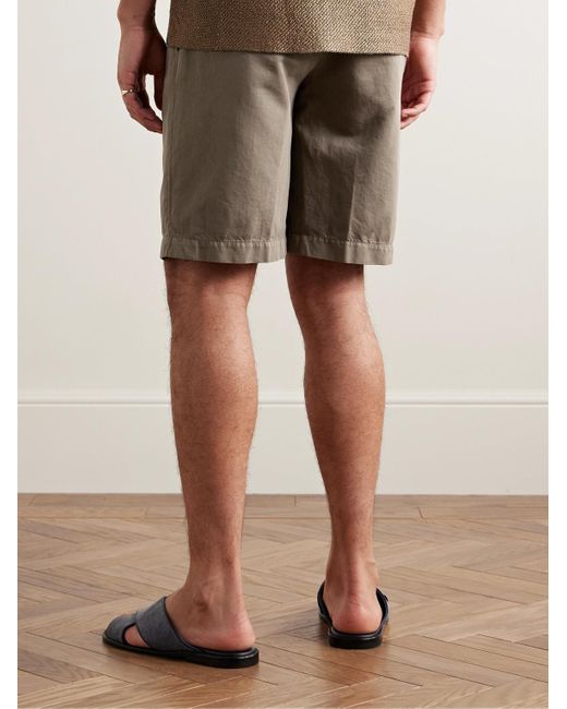 Zegna Gerade geschnittene Shorts aus einer Baumwoll-Leinenmischung mit Falten in Gray für Herren