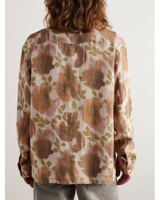 Our Legacy Natural Heusen Oversized Convertible-Collar Floral-Print Linen Shirt for men