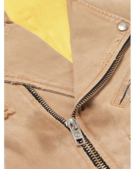GALLERY DEPT. Natural Rough Rider Distressed Cotton-Canvas Biker Jacket for men
