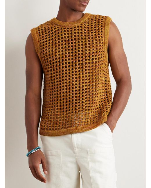 Nicholas Daley Brown Crocheted Cotton Sweater Vest for men