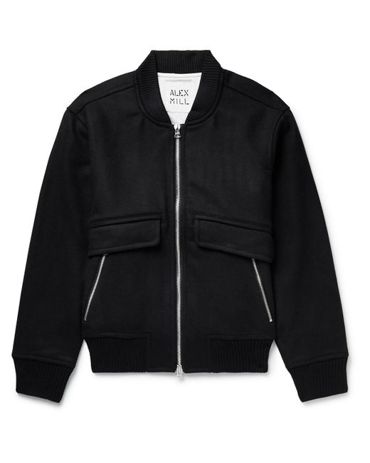 Alex Mill Melton Wool-blend Bomber Jacket in Black for Men | Lyst