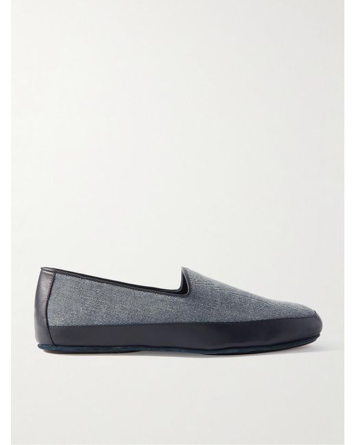 Manolo Blahnik Blue Antinous Leather-trimmed Denim Loafers for men