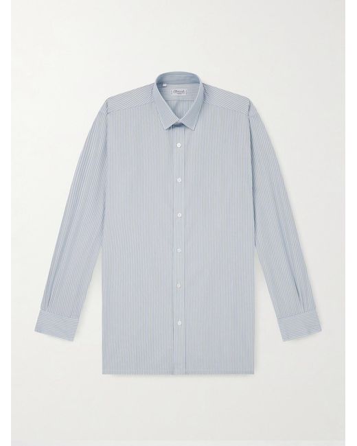 Charvet Blue Striped Cotton-Poplin Shirt for men