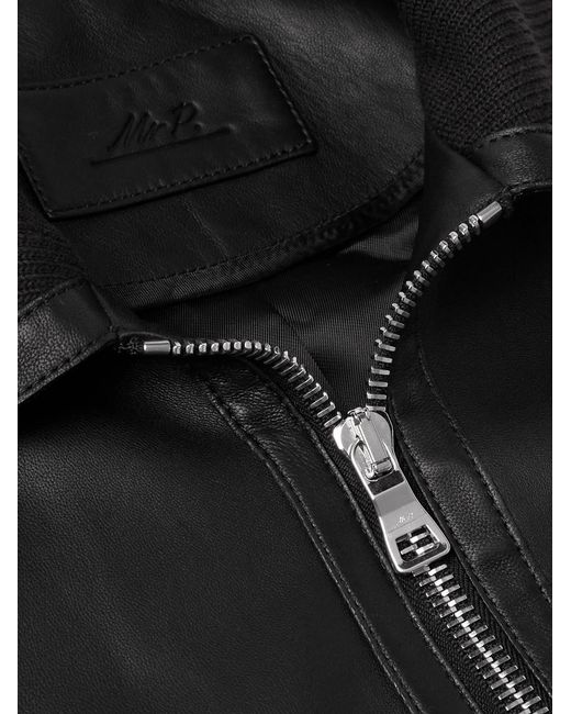 Mr P. Black Leather Blouson Jacket for men