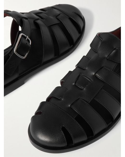 Loro Piana Black Maxime Walk Leather Sandals for men