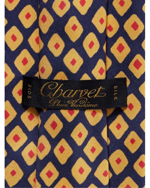 Charvet Krawatte aus bedrucktem Seiden-Twill in Yellow für Herren