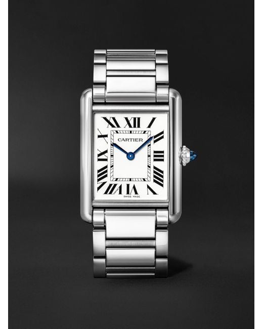 Cartier Black Tank Must Large 33.7Mm Stainless Steel Watch, Ref. No. Wsta0106 for men