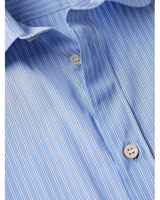Valentino Garavani Blue Slim-Fit Striped Cotton Shirt for men
