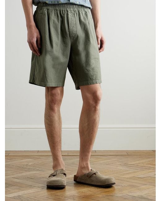 Folk Green Assembly Wide-Leg Cotton-Blend Shorts for men
