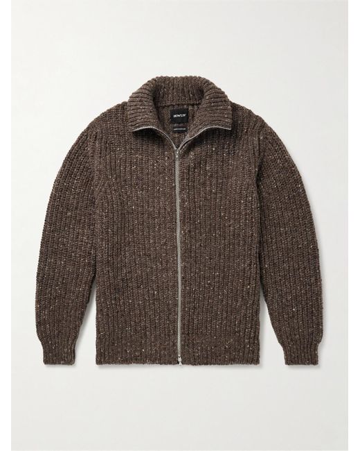 Howlin' By Morrison Brown Loose Ends Ribbed Donegal Wool Zip-Up Cardigan for men