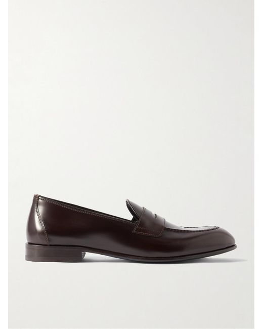 Brioni Brown Glossed-leather Penny Loafers for men