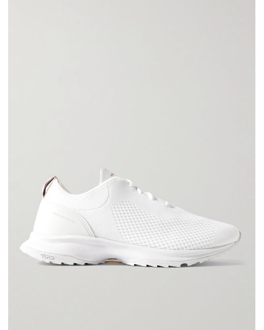 Orlebar Brown White Somerled Rubber-Trimmed Stretch-Knit Sneakers for men