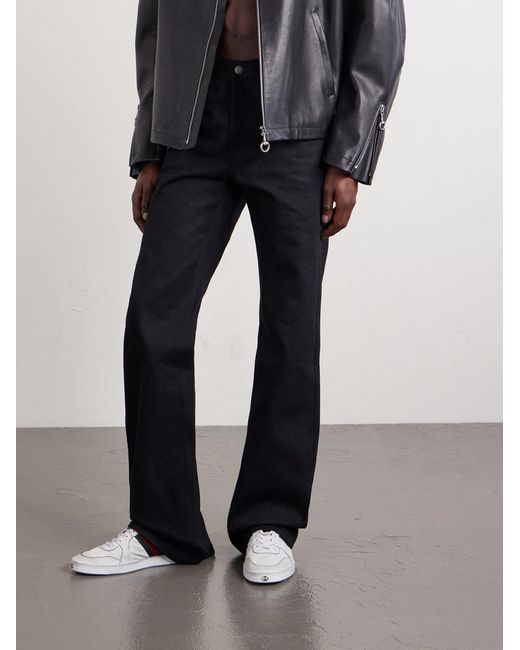 Gucci White Distressed Webbing-Trimmed Leather Sneakers for men