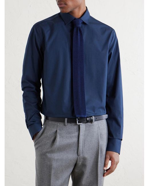 Canali Blue Cotton-Poplin Shirt for men