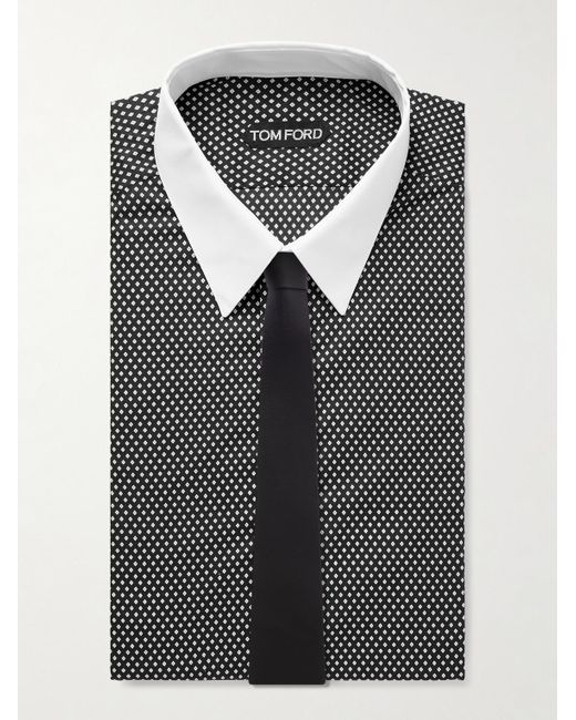 Tom Ford Gray Slim-Fit Printed Cotton Shirt for men