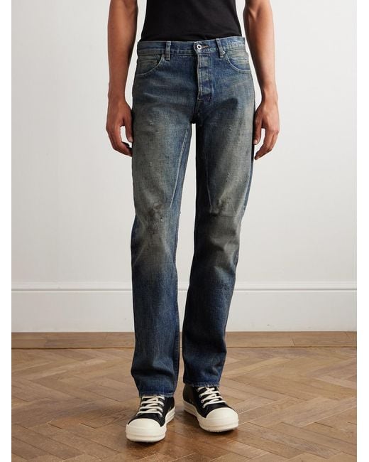 Rick Owens Blue Drkshdw Kurdt Straight-leg Distressed Jeans for men
