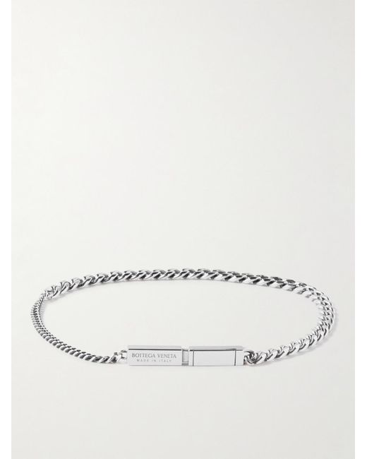 Bottega Veneta Sterling Silver Chain Bracelet in Natural für Herren