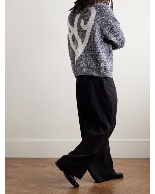Acne Blue Metallic Textured-Knit Sweater for men