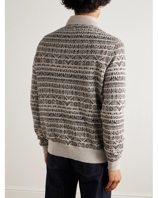 James Purdey & Sons Gray Vigo Slim-Fit Fair Isle Wool Sweater for men