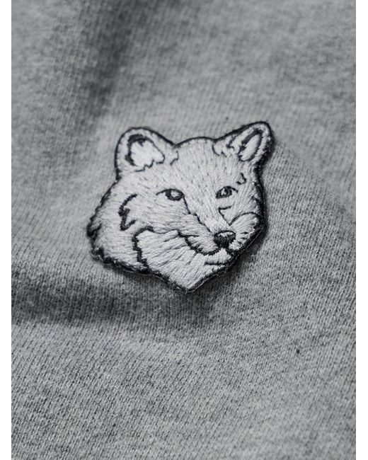 Maison Kitsuné Gray Logo-appliquéd Cotton-jersey Hoodie for men