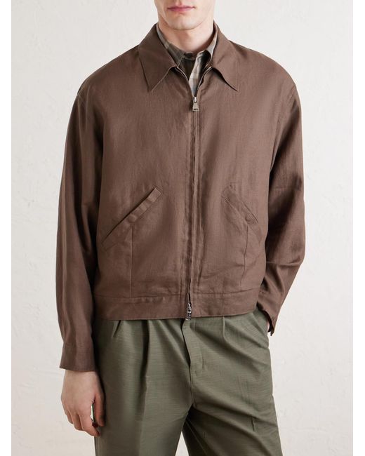 Valstar Brown Stan Linen Bomber Jacket for men