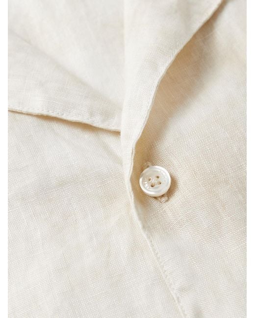 Altea White Baker Camp-Collar Linen Shirt for men