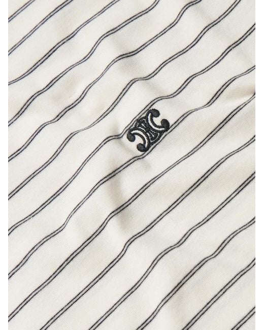 Céline Natural Triomphe Logo-embroidered Striped Cotton-jersey T-shirt for men