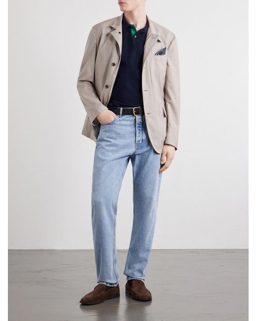 Dunhill Blue Cotton-Piqué Shirt for men
