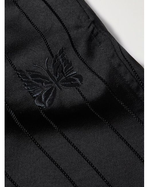 Needles Gerade geschnittene Shorts aus gestreiftem Georgette mit Logostickerei in Black für Herren