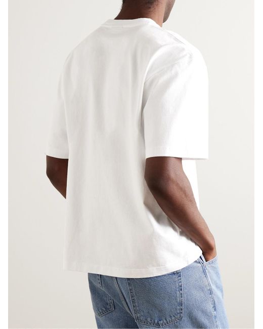 Jacquemus Cuadro T-Shirt aus Baumwoll-Jersey mit Stickereien und Logoprint in White für Herren