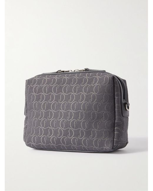 Christian Louboutin Gray Zip N Flap Leather-trimmed Canvas-jacquard Messenger Bag for men