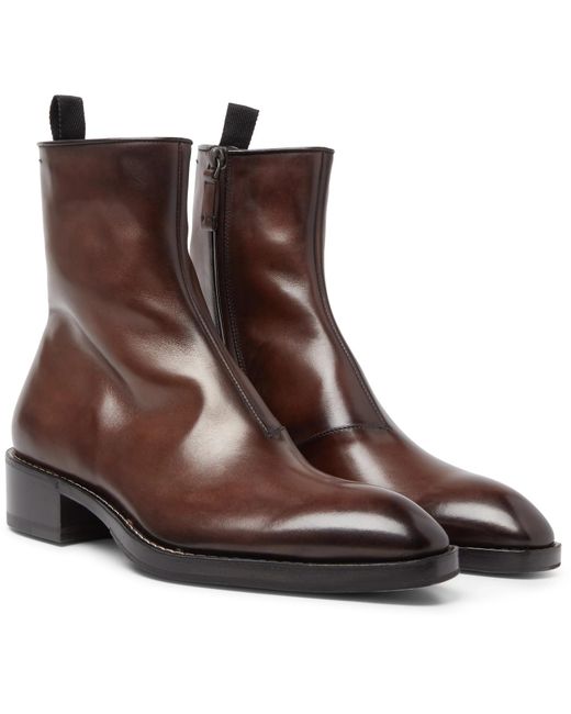 Berluti Brown Venezia Leather Chelsea Boots for men