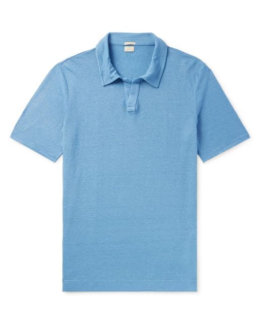 Massimo Alba Blue Aruba Linen-piqué Polo Shirt for men