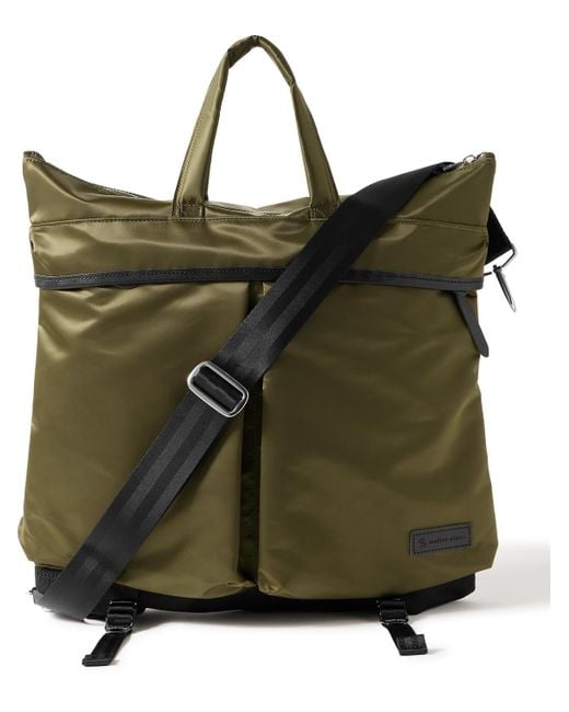 Master Piece Green Lightning Leather-Trimmed Nylon-Twill And Cordura Tote Bag for men